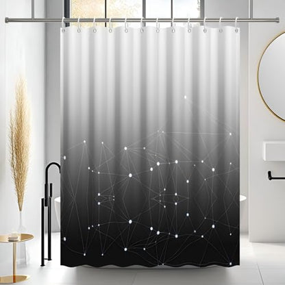 Black and White Ombre Shower Curtain, Cloth Waterproof Geometric Shower Curtains Set for Bathroom, Machine Washable Bathroom Curtain with 10 Hooks, 60x72 Inches - color: Ombre Geometric - Black, size: 60"W x 72"L (Pack of 1)