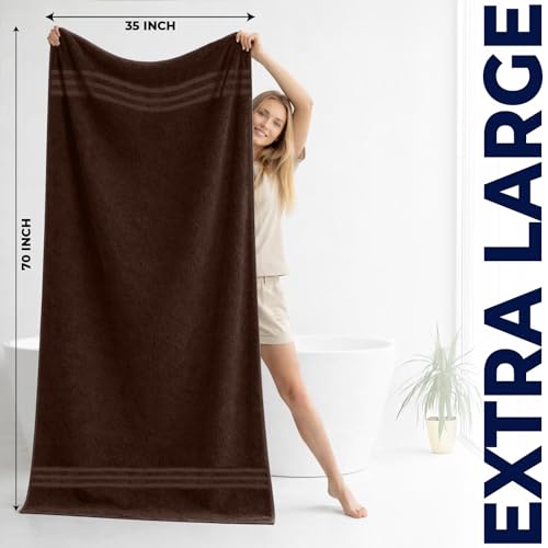 DAN River 2 Pack Bath Sheets Extra Large 35x70, Large Bath Towels for Adults, XL Oversized Heavy Duty Towel Set, 600 GSM 100% Ring Spun Cotton, Soft Quick Dry, Brown - color: Brown, size: Bath Sheet 35x70" (PK 2)