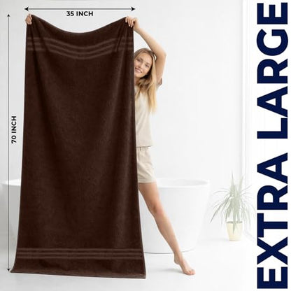 DAN River 2 Pack Bath Sheets Extra Large 35x70, Large Bath Towels for Adults, XL Oversized Heavy Duty Towel Set, 600 GSM 100% Ring Spun Cotton, Soft Quick Dry, Brown - color: Brown, size: Bath Sheet 35x70" (PK 2)