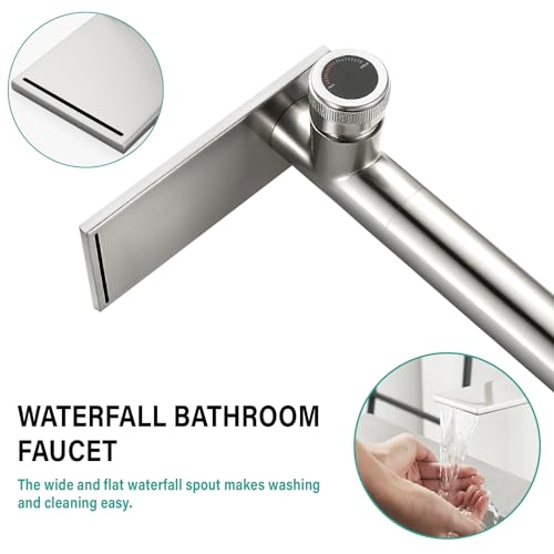 becola Modern Bathroom Sink Faucet，Tall Faucet for Bathroom Sink，Brushed Nickel Vessel Sink Faucet，Single Hole Cold and Hot Basin Water Faucet，Vanity Faucet with Adjust Knobs and Two Supply Lines - color: Brushed Nickel, size: Tall