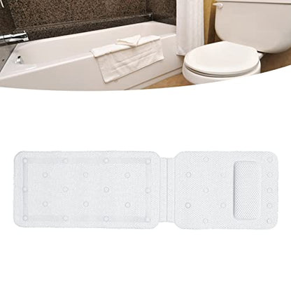 Bathtub Mat Full Body Spa Cushion Pillow Soft Quilted Breathable Bathtub Mat with Powerful Suction Cups for Relaxing Bath Time PVC Sponge Material White 49.2 X 14.2 Inch