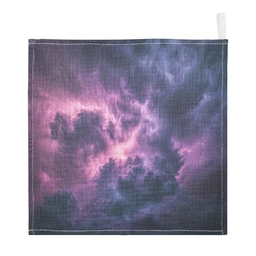 YETTASBIN Galaxy Muslin Baby Hand Washcloths, Soft Cotton Bath Face Towel, 4 Layers Extra Absorbent Feeding Burp Cloth for Newborn Infant, 5 Pack - size: 12 Inch x 5 Pack
