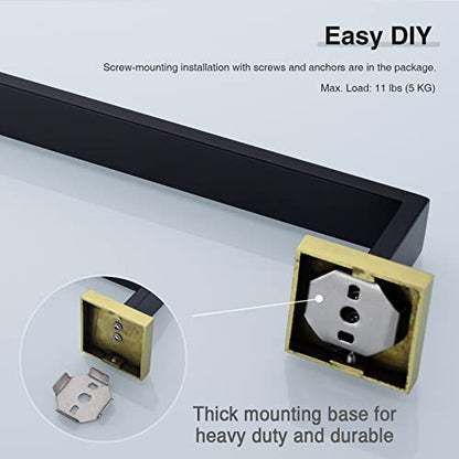 TRUSTMI 5-Piece Bathroom Hardware Set Wall Mount, Black/Gold | SUS304 stainless steel, laser-welded seamless, 23.6" bar, 10.6" ring, 6.3" holder, 2 hooks, hardware included - color: Brushed Gold & Black