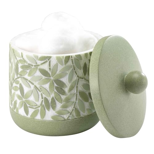 Avanti Linens - Covered Jar, Resin Countertop Accessories, Guest Bathroom Essentials (Stratford Collection, Green) - size: 28 Ounces