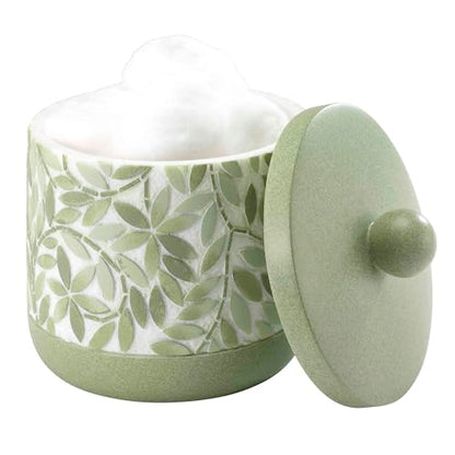 Avanti Linens - Covered Jar, Resin Countertop Accessories, Guest Bathroom Essentials (Stratford Collection, Green) - size: 28 Ounces