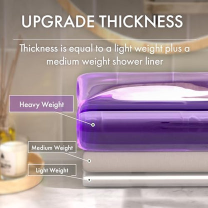 AmazerBath No Hook Shower Curtain and Liner 3-in-1, 8G Luxury Heavy Duty Clear Purple No Hook Shower Curtain Liner, 72x75 Cute EVA Bathroom Weighted Plastic Shower Curtain with 3 Heavyweight Stones - color: Rainbow Lavender, size: 72"W x 75"L (Pack of 1)