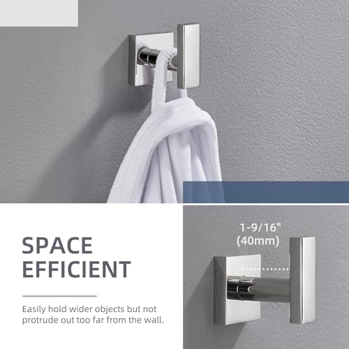 Angle Simple Bathroom Towel Hook, Square Robe Coat Hook, Polished Chrome | Solid SUS304 Stainless Steel, Modern & Heavy Duty Bath Towel Holder, for Shower Kitchen Entryway, Screws Wall Mount - color: Polished Chrome