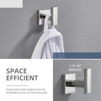 Angle Simple Bathroom Towel Hook, Square Robe Coat Hook, Polished Chrome | Solid SUS304 Stainless Steel, Modern & Heavy Duty Bath Towel Holder, for Shower Kitchen Entryway, Screws Wall Mount - color: Polished Chrome