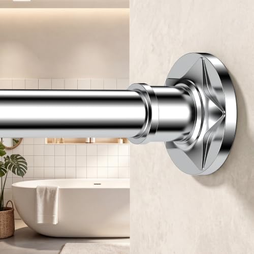 Sliver Tension Shower Curtain Rod No Drilling Adjustable 30-84 In (7ft) 1.1" Diameter Stainless Steel, Rustproof Heavy Duty, Room Divider for Bathroom Window Patio Closet - color: Silver, size: 30-84''