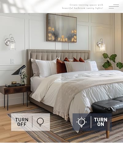 Bathroom Wall Sconces Brushed Nickel, HWH Modern Bathroom Vanity Wall Light Sconce Wall Lighting Set of 2, 1-Light Wall Sconce Bell-Shaped Fluted Glass, 5HZG106B-2 BN - color: Brushed Nickel, size: 1-Light *2