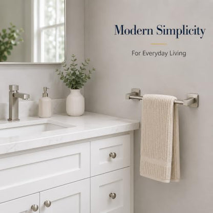 Bathroom Wall Mounted Towel Rack,12 Inch Brushed Nickel Towel Bar with Stainless Rack and Hand Towel Holder, Shower and Bath Towel Racks for Bathroom Wall(Total Length 14-Inch) - color: Brushed Nickel, size: 12In