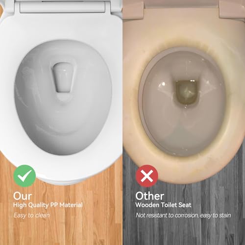R&T B1095 Round Slow Close Plastic Toilet Seat 16.5" Quick-Release Hinges | Round toilet seat soft close - color: Round – Standard (330 lbs)