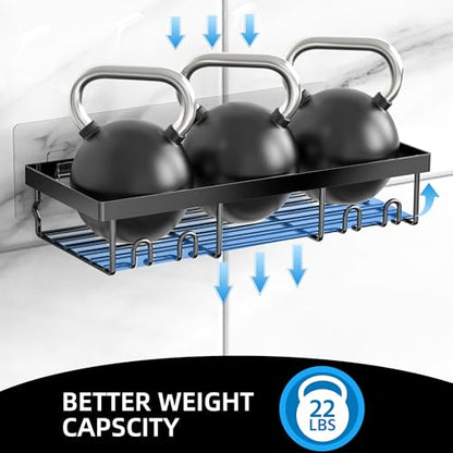 Moforoco 3-Pack Shower Caddy Basket Shelf with Soap Holder, No Drilling Traceless Adhesive Shower Wall Shelves, Rustproof Black Bathroom Shower Storage Organizer - color: Black