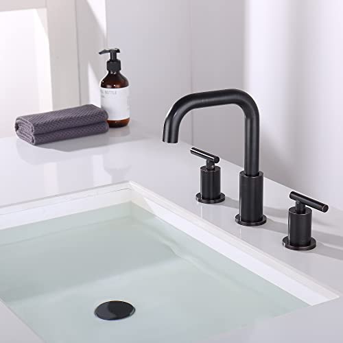 ChiLDano Oil Rubbed Bronze Bathroom Faucet 3 Hole, 3 Hole Faucet with Drain | 2 Handle Rubbed Bronze Widespread Bathroom Sink Faucet, Bronze Sink Faucet Bathroom Widespread CH3166ORB - color: Oil Rubbed Bronze