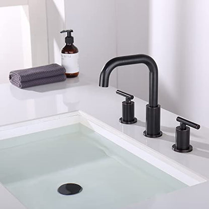 ChiLDano Oil Rubbed Bronze Bathroom Faucet 3 Hole, 3 Hole Faucet with Drain | 2 Handle Rubbed Bronze Widespread Bathroom Sink Faucet, Bronze Sink Faucet Bathroom Widespread CH3166ORB - color: Oil Rubbed Bronze