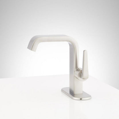 Signature Hardware Drea 1.2 GPM Single Hole Bathroom Faucet | Includes - Pop-Up Drain Assembly - Brushed Nickel