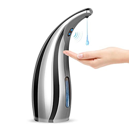 Automatic Soap Dispenser, 300ml Touchless Soap Dispenser, Auto Dish Lotion Dispenser with IP65 Waterproof, Auto Sensor Liquid Soap Dispenser for Kitchen Bathroom Hotel Restaurant (Silver) - color: Silver