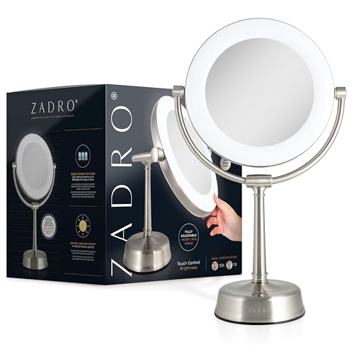 Zadro 12" Lexington LED Lighted Makeup Mirror with Magnification & Infinity Dimmer Touch Pad (Large | 12" x 20.75" | 10X/1X, Rose Gold) - color: Rose Gold