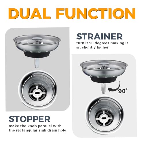 ZM 2 Pack Kitchen Sink Strainer and Stopper Replacement Basket, 3-1/2” - style: Strainer Replacement 2-Pack