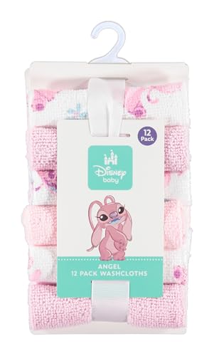 Disney Baby Washcloths 12 Pack – Ultra Soft Baby Wash Cloths, Lilo & Stitch (Stitch & Angel), Winnie the Pooh & Mickey Mouse, Absorbent Newborn Bath Essentials - color: Angel I