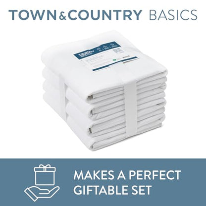 Town & Country Basics 4-Piece Waffle Woven Terry Stripe Bath Towel Set, 30x56-Inch, 100% Cotton, Quick Dry, White - color: White