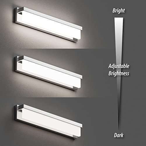LED Bathroom Vanity Light Fixture Over Mirror 24.4 inch Modern Rectangle Finishing Bath Vanity Lighting Bar 4000K Daylight Wall Sconce (Chrome) - color: Chrome, size: 24 inch