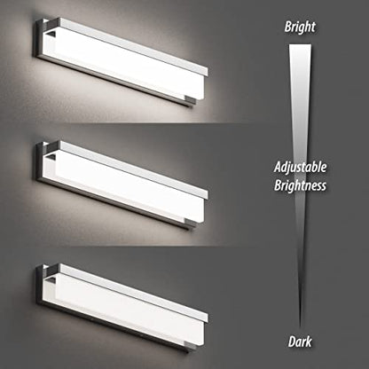 LED Bathroom Vanity Light Fixture Over Mirror 24.4 inch Modern Rectangle Finishing Bath Vanity Lighting Bar 4000K Daylight Wall Sconce (Chrome) - color: Chrome, size: 24 inch