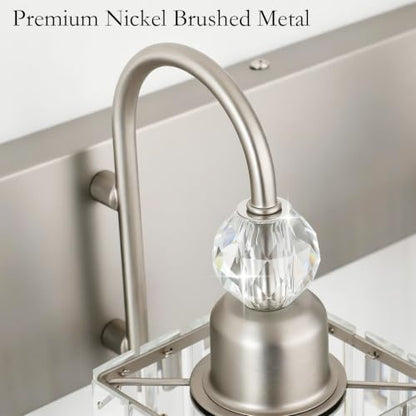 Ralbay Brushed Nickel Bathroom Vanity Light Crystal Modern 5 Light Bathroom Wall Lighting Fixtures Over Mirror - color: Square-Brushed Nickel, size: 5-light