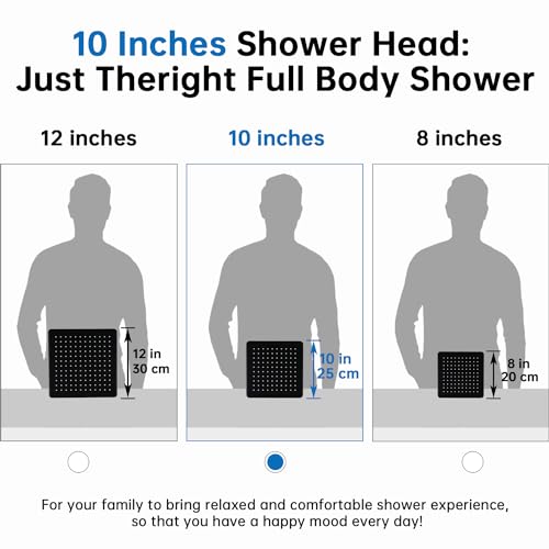 G-Promise 10 Inch All Metal Rain Shower Head with Handheld (Matte Black) | Full Body Coverage, Pause Mode Diverter, Power Wash Mode Handheld, Suits Every Height, Easy to Install, Modern Bath Upgrade - color: Matte Black, size: 10 Inches