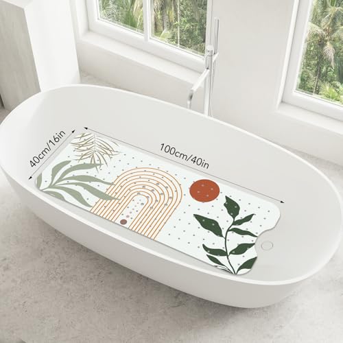 SHUCHING Bath Mat for Tub Non Slip-40x16 Inch, Boho | Bathtub Mat for Elderly Mold Free, Long Shower Mat for Inside Shower with Suction Cup, Machine Washable - color: Boho