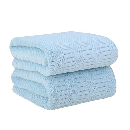 JML Microfiber Bath Towels, Large Bathroom Towel 2 Pack (30" x 60"), Oversized, Soft, Super Absorbent and Fast Drying, Multipurpose Use for Sport, Fitness, Yoga, Diamond Cross Grid Light Blue - color: Diamond Cross Grid Light Blue, size: 2 Pack (30 in x 6