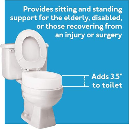 Carex Toilet Seat Riser, Round Raised Toilet Seat Adds 3.5 inches to Toilet Height, for Assistance Bending or Sitting, 300 Pound Weight Capacity Toilet Riser - style: Round