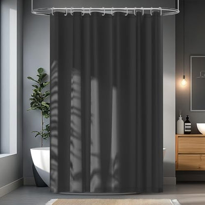 Seenus 72 x 84 inch Extra Long Waterproof Fabric Shower Curtain Liner, Charcoal Grey Cloth Shower Liner with 3 Large Magnets, Bathroom Dark Grey Long Shower Curtain Machine Washable - color: Charcoal Grey, size: 72"W x 84"L (Pack of 1)