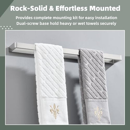 22.8" Towel Bar for Bathroom Shower, Brushed Nickel, Wall Mounted | 304 Stainless Steel, Rust-resistant Towel Holder for vanity, kitchen, Square Design with Hidden Screws, Heavy-duty Hang - color: Brushed Nickel