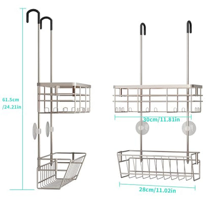 HapiRm Hanging Shower Caddy Organizer - No Drilling Shower Organizer with Inclined Shelf, Rustproof & Waterproof 304 Stainless Steel Bathroom Caddy - Brushed Nickel - color: Brushed Nickel-Inclined Shelf