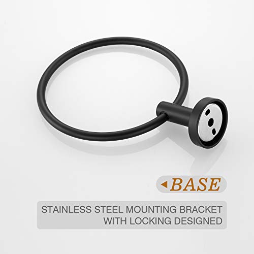 2 Pack Matte Black Towel Ring | Hand Towel Holder for Bathroom Wall Mounted, Durable 304 Stainless Steel, Modern Style - color: Matte Black