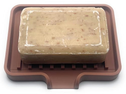 Silicone Soap Dish Tray and Sponge Holder with Drain Chute, Rectangular, Kitchen and Bathroom Sink Organizer (Mocha, 5.2"x4" (Set of 2), 7.2 Ounces) - color: Mocha, size: (SM) 5.2"x4" (2pcs)