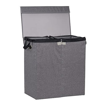Household Essentials Collapsible Laundry Sorter with Lid, Gray - color: Grey, style: Double