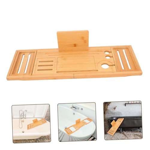 Expandable Bamboo Bathtub Tray Bath Organizer with Design for Various Tub Versatile Storage for Shower Essentials Non-Slip Secure Bath Accessory