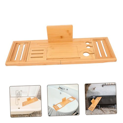 Expandable Bamboo Bathtub Tray Bath Organizer with Design for Various Tub Versatile Storage for Shower Essentials Non-Slip Secure Bath Accessory