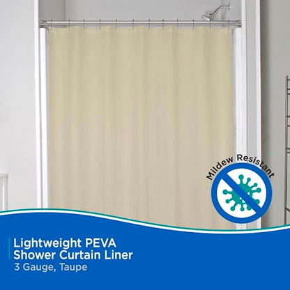 Kenney KN61436 Lightweight 3 Gauge Waterproof PEVA Shower Curtain Liner with Durable Eyelet Hang Holes and Weighted Magnetic Hem for Bathroom, 70" W x 72" H, Taupe, 1-Pack - color: Taupe, size: 70"W x 72"L (Pack of 1)