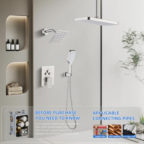 Shower Faucet Set With Handheld Shower Head Brushed | Rain shower Head With Handheld Sprayer - color: Gray