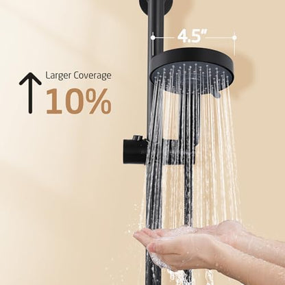 KES Adjustable Shower Head Holder with Slide Bar Combo, Handheld Shower Head with Hose 5-Function Handheld Shower Kit with Handheld Set Matte Black, F204-BK-C1 - color: Matte Black