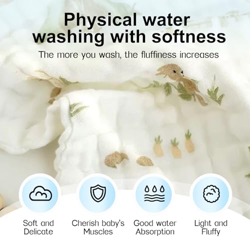 5-Pack Baby Washcloths - Soft Absorbent Viscose from Bamboo Wash Cloths for Babies, Kids, Toddlers, Infant, Newborn Bath Towels, Gentle on Sensitive Skin, 10x10 Reusable Face Towels
