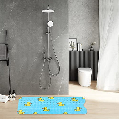 Bath Mat for Tub Non Slip Baby Kids Bathtub Mat Extra Long 40X16 Inch Blue Toddler Shower Mat Anti Slip Tub Mat with Suction Cups & Drain Holes, Machine Washable,Duck - color: Blueducks