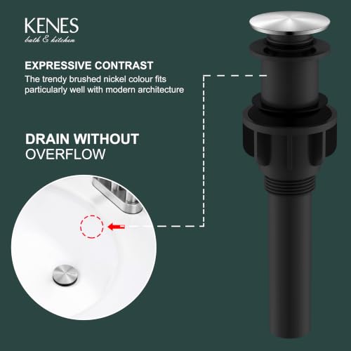 Brushed Nickel Pop Up Bathroom Sink Drain Assembly Without Overflo | Bathroom Vanity Sink Drain Assembly, Built-in Anti-Clogging Strainer, Plastic Pop Up Drain for Bathroom Vanity Vessel Sink - color: Brushed Nickel, size: Big Pop up Cap (Without Overflow