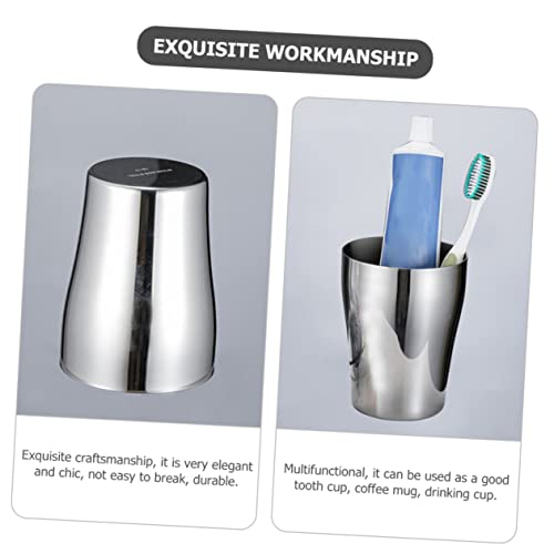 PRETYZOOM Stainless Steel Tooth Mug Rinsing Cup for Brushing Teeth Reusable Mouthwash Cup Unique Design for Home Couples Impact Resistant Easy to Clean