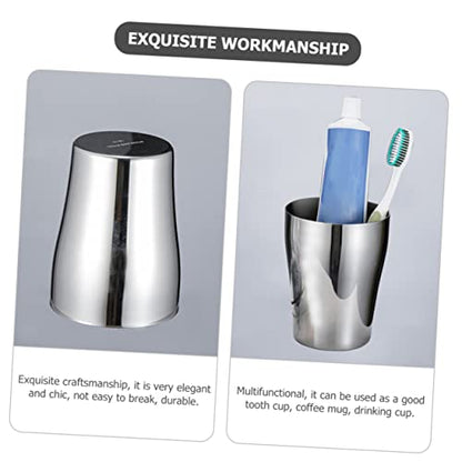 PRETYZOOM Stainless Steel Tooth Mug Rinsing Cup for Brushing Teeth Reusable Mouthwash Cup Unique Design for Home Couples Impact Resistant Easy to Clean