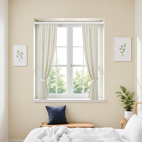 Tension Curtain Rod 28 to 48 Inches, White Tension Rod Adjustable Curtain Rod Non-Slip Shower Curtain Rod No Drill Shower Rod Spring Tension Shower Curtain Rod Bathroom Curtain Rod - color: White, size: 28-48 inch