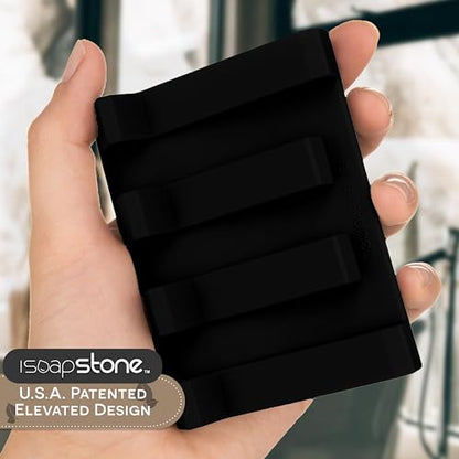 Silicone Soap Dish (USA Patented) Self Draining Bar Soap Holder for Shower Bathroom Sink, Drying Soap Dish Tray Sponge Holder Easy Cleaning Soap Saver Travel Accessories (Black, 1) - color: Black, 1